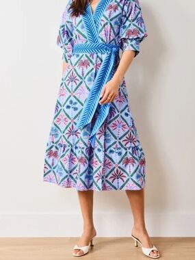 Printfresh Gabriela Palm Tree Wrap Dress 2X NWT